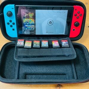 Nintendo Switch with Neon Blue and Red Joy-Con